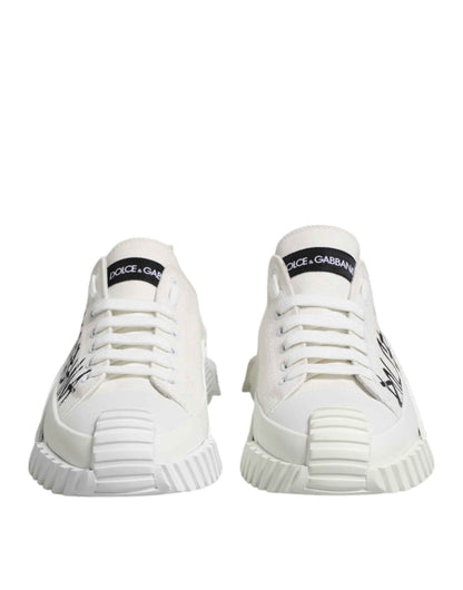 Dolce & Gabbana White Logo Graffiti Low Top Sneakers Shoes by Dolce & Gabbana