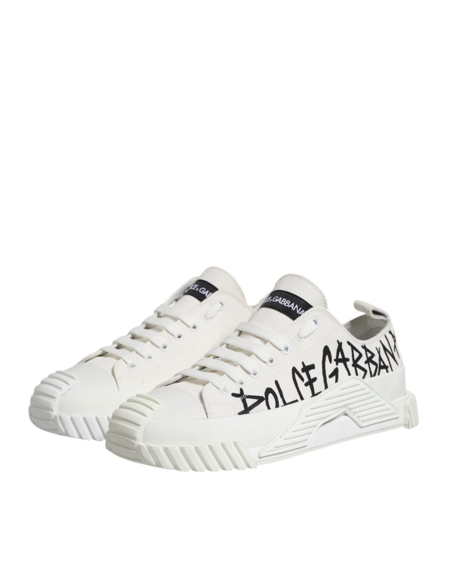 Dolce & Gabbana White Logo Graffiti Low Top Sneakers Shoes - from Dolce & Gabbana