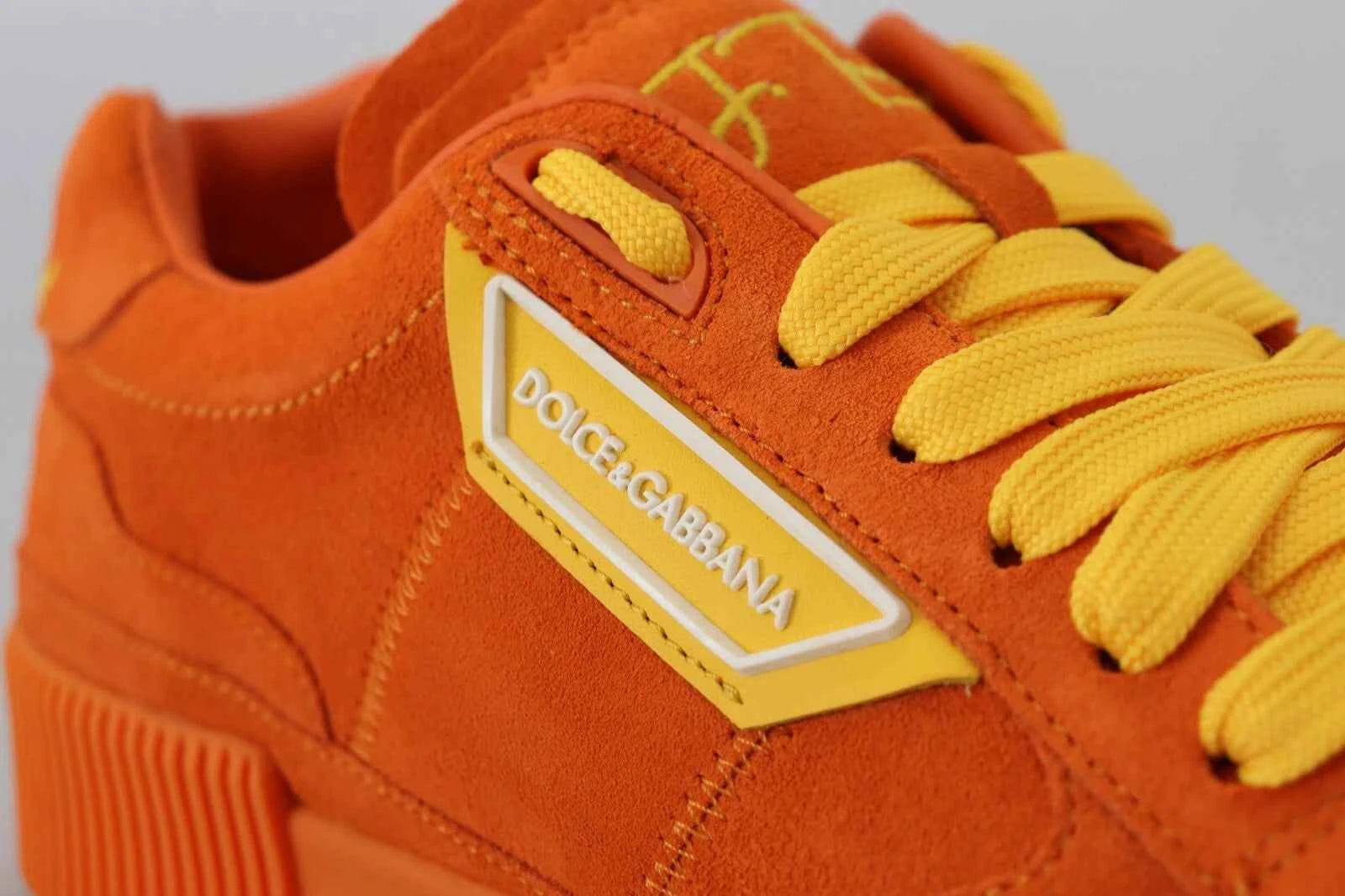 Dolce & Gabbana Orange Leather P.j. Tucker Men Sneakers Shoes by Dolce & Gabbana