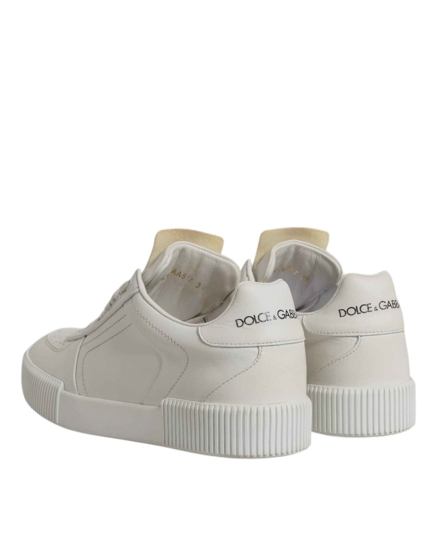 Dolce & Gabbana White Miami Leather Low Top Sneakers Shoes by Dolce & Gabbana