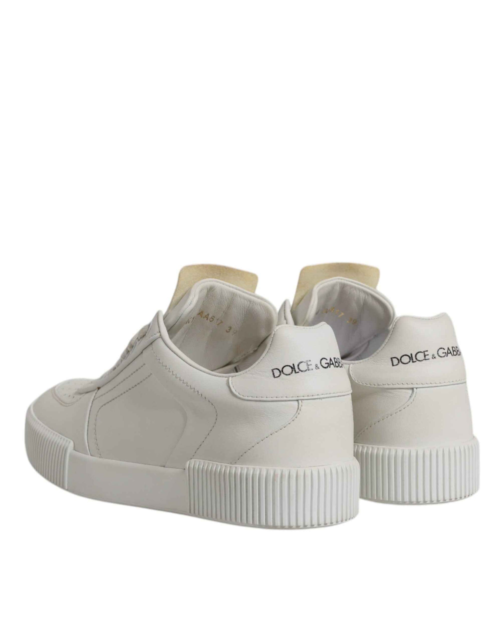 Dolce & Gabbana White Miami Leather Low Top Sneakers Shoes by Dolce & Gabbana