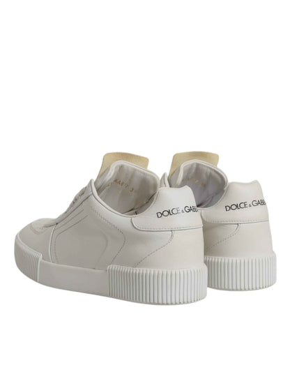 Dolce & Gabbana White Miami Leather Low Top Sneakers Shoes by Dolce & Gabbana