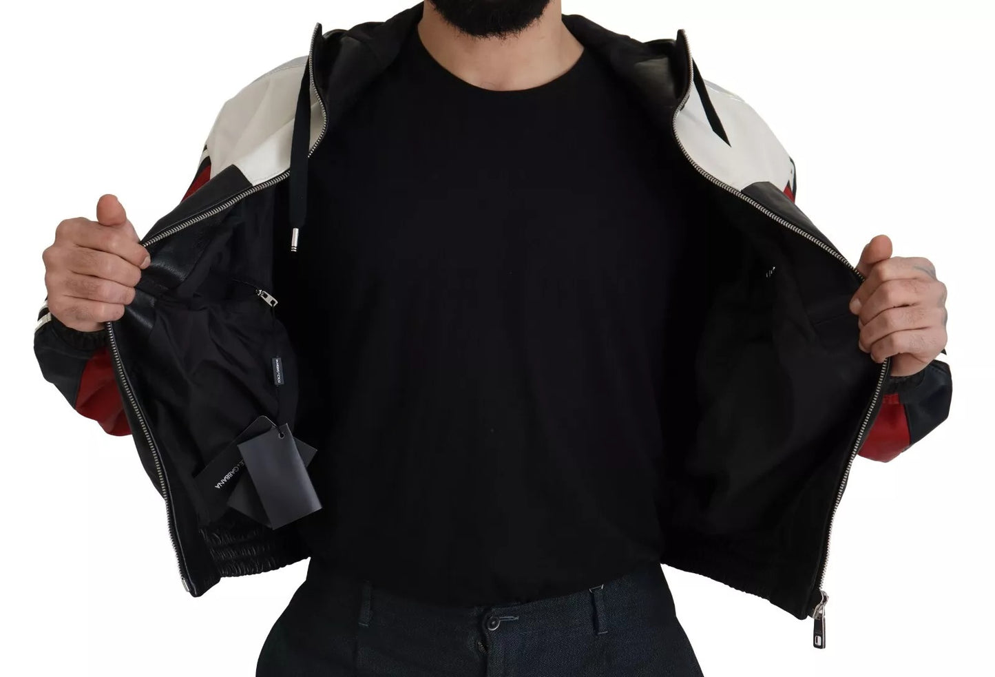 Dolce &amp; Gabbana Black Leather Hooded Blouson Jacket