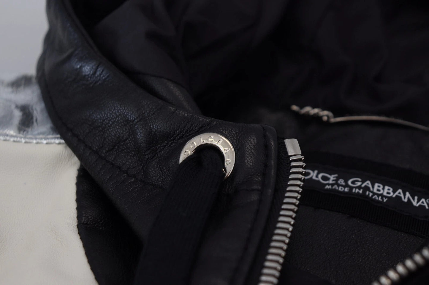 Dolce &amp; Gabbana Black Leather Hooded Blouson Jacket