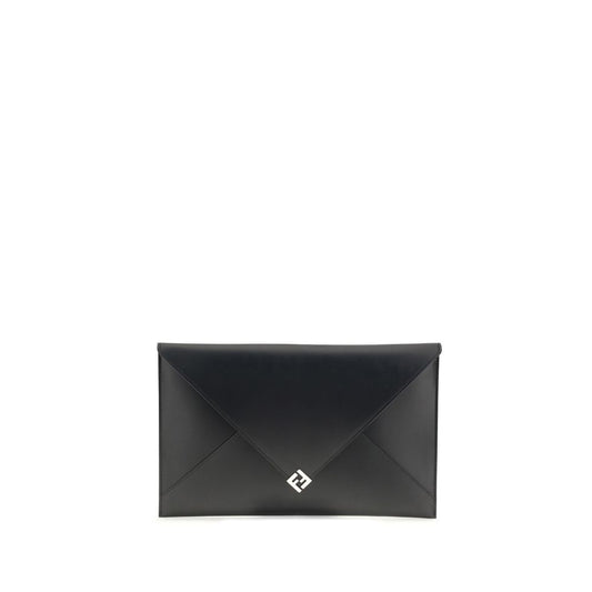 Fendi Large Squared FF Pouch Premium Leather Black Luxe