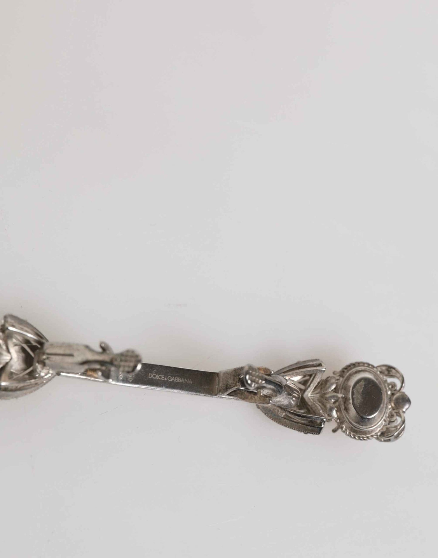 Dolce & Gabbana Lapel Pin 925 Sterling Silver Crystals Accessory Brooch