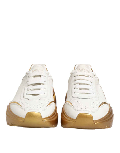Dolce & Gabbana White Gold DAYMASTER Leather Sneakers Womens Shoes by Dolce & Gabbana