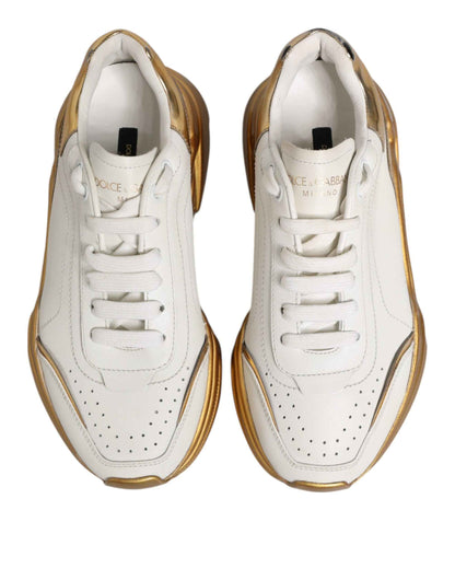 Dolce & Gabbana White Gold DAYMASTER Leather Sneakers Womens Shoes by Dolce & Gabbana