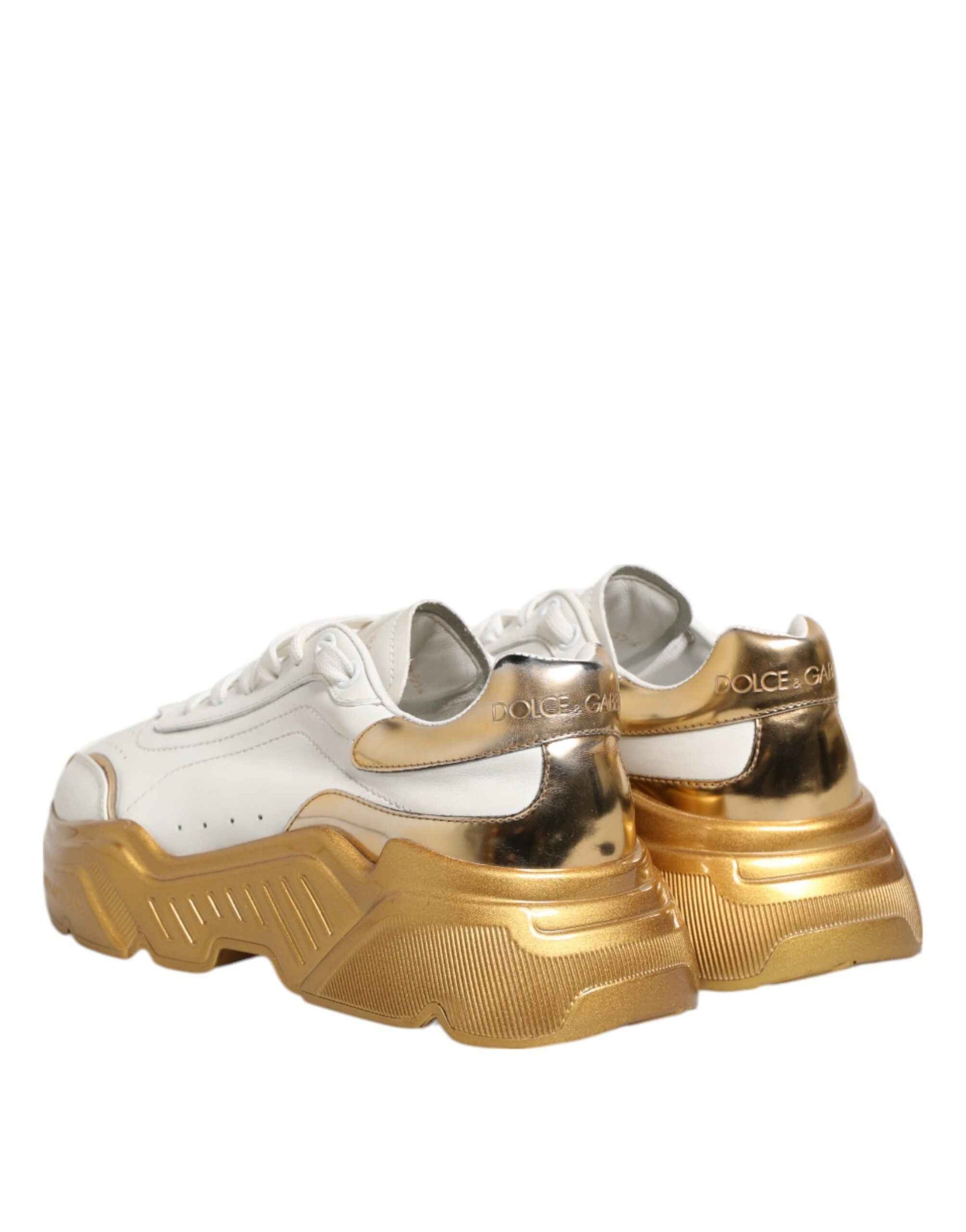 Dolce & Gabbana White Gold DAYMASTER Leather Sneakers Womens Shoes by Dolce & Gabbana