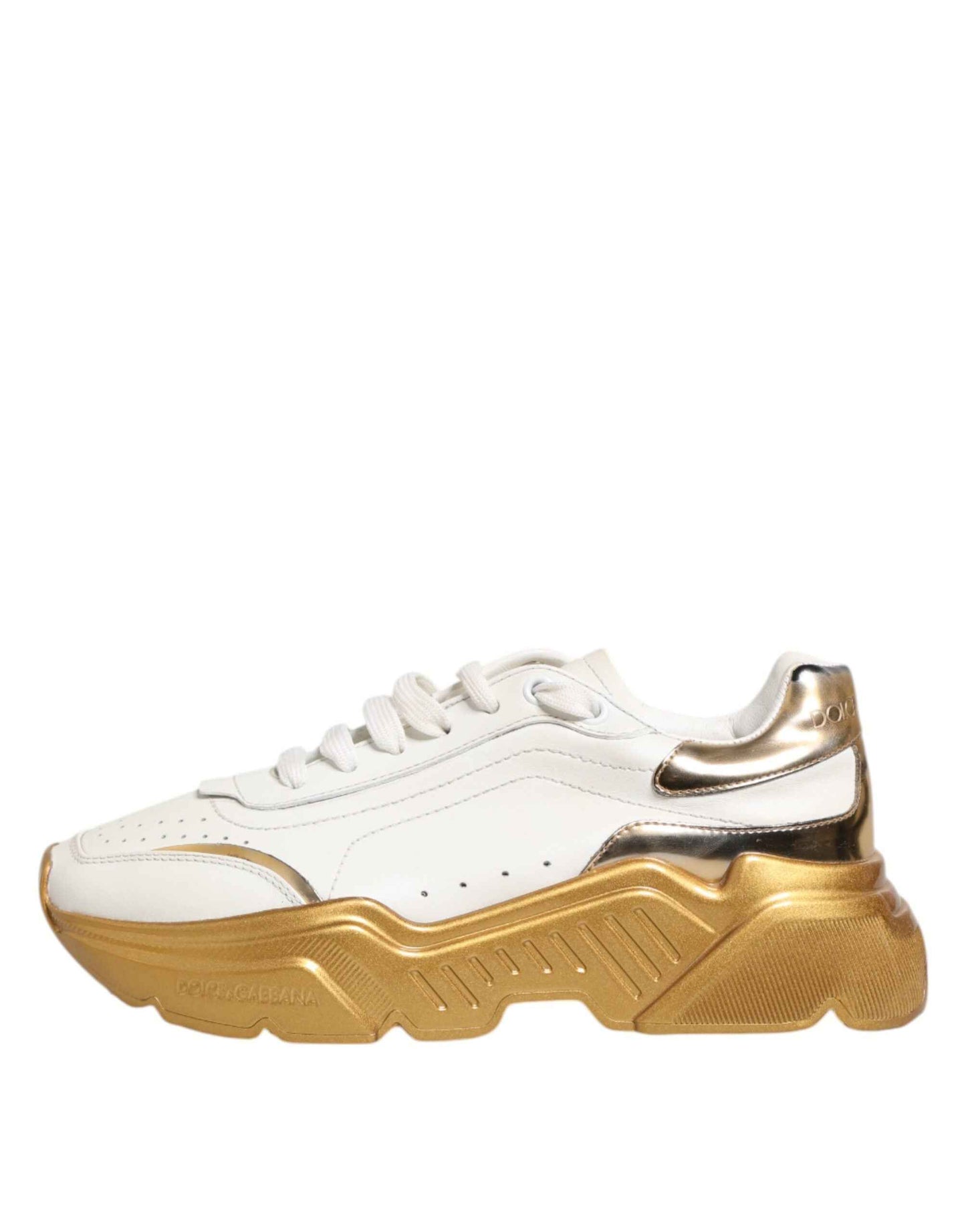 Dolce & Gabbana White Gold DAYMASTER Leather Sneakers Womens Shoes by Dolce & Gabbana