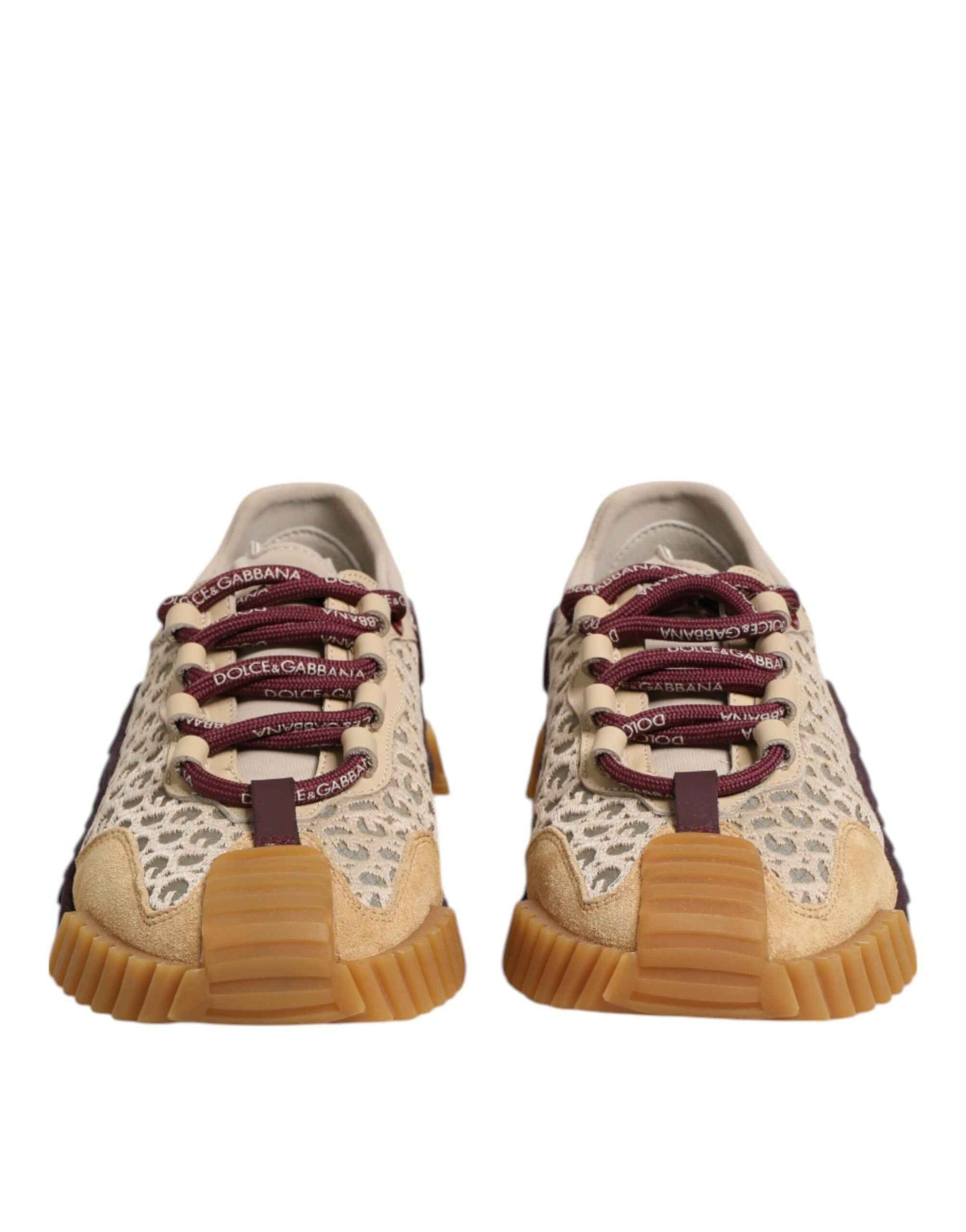 Dolce & Gabbana Beige Neoprene DG Logo NS1 Lace Sneakers Shoes by Dolce & Gabbana