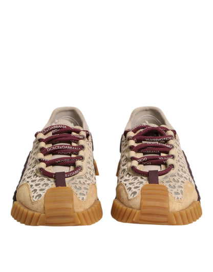 Dolce & Gabbana Beige Neoprene DG Logo NS1 Lace Sneakers Shoes by Dolce & Gabbana