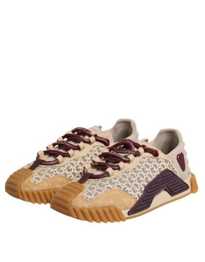 Dolce & Gabbana Beige Neoprene DG Logo NS1 Lace Sneakers Shoes by Dolce & Gabbana