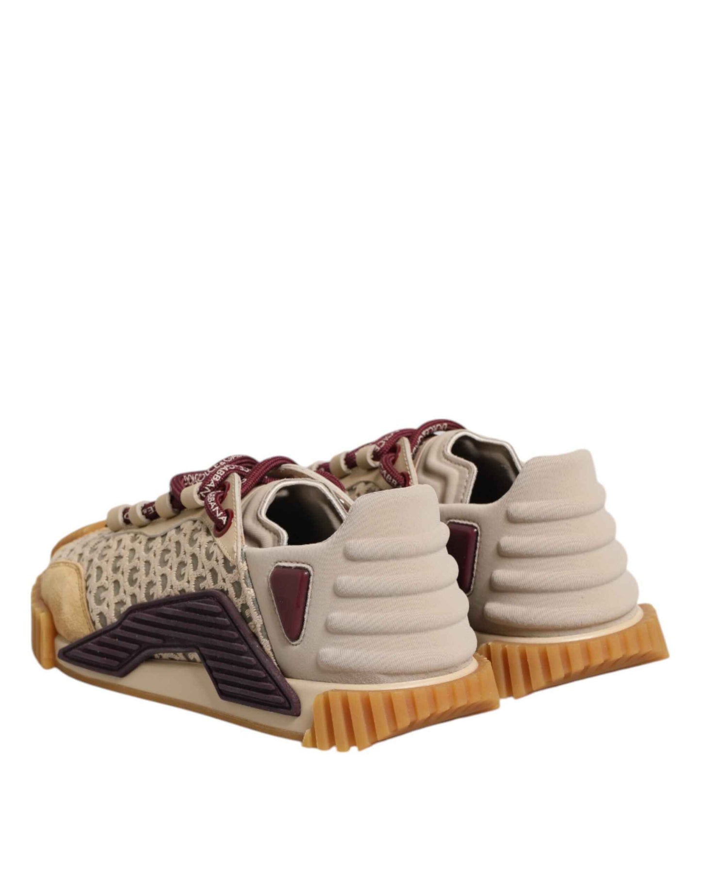 Dolce & Gabbana Beige Neoprene DG Logo NS1 Lace Sneakers Shoes by Dolce & Gabbana