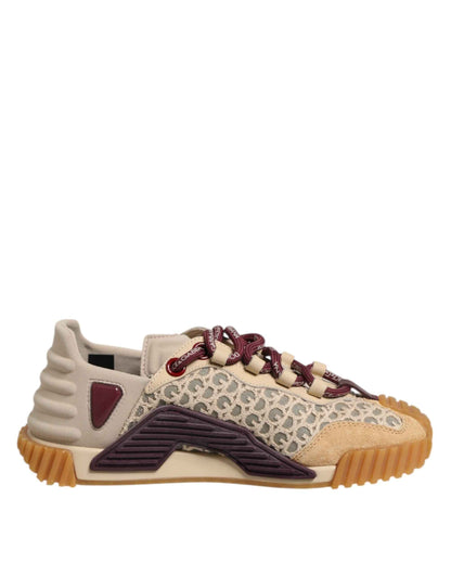 Dolce & Gabbana Beige Neoprene DG Logo NS1 Lace Sneakers Shoes by Dolce & Gabbana