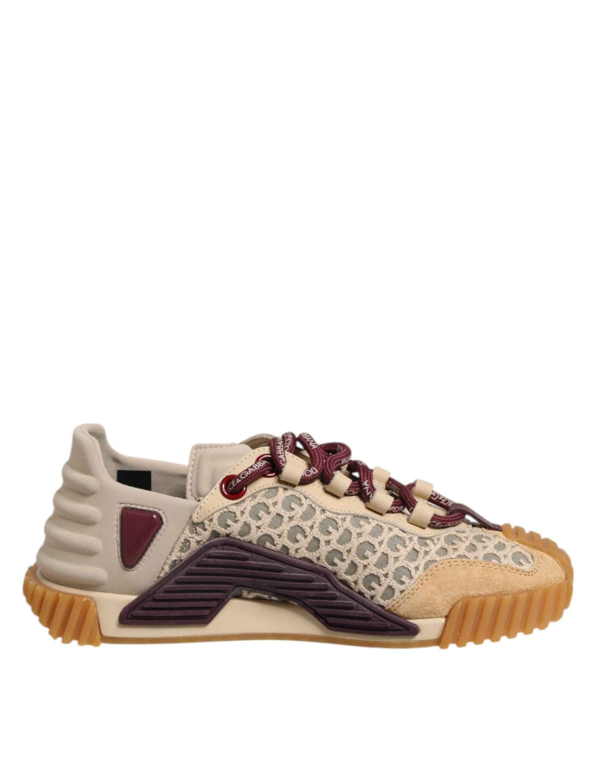 Dolce & Gabbana Beige Neoprene DG Logo NS1 Lace Sneakers Shoes by Dolce & Gabbana