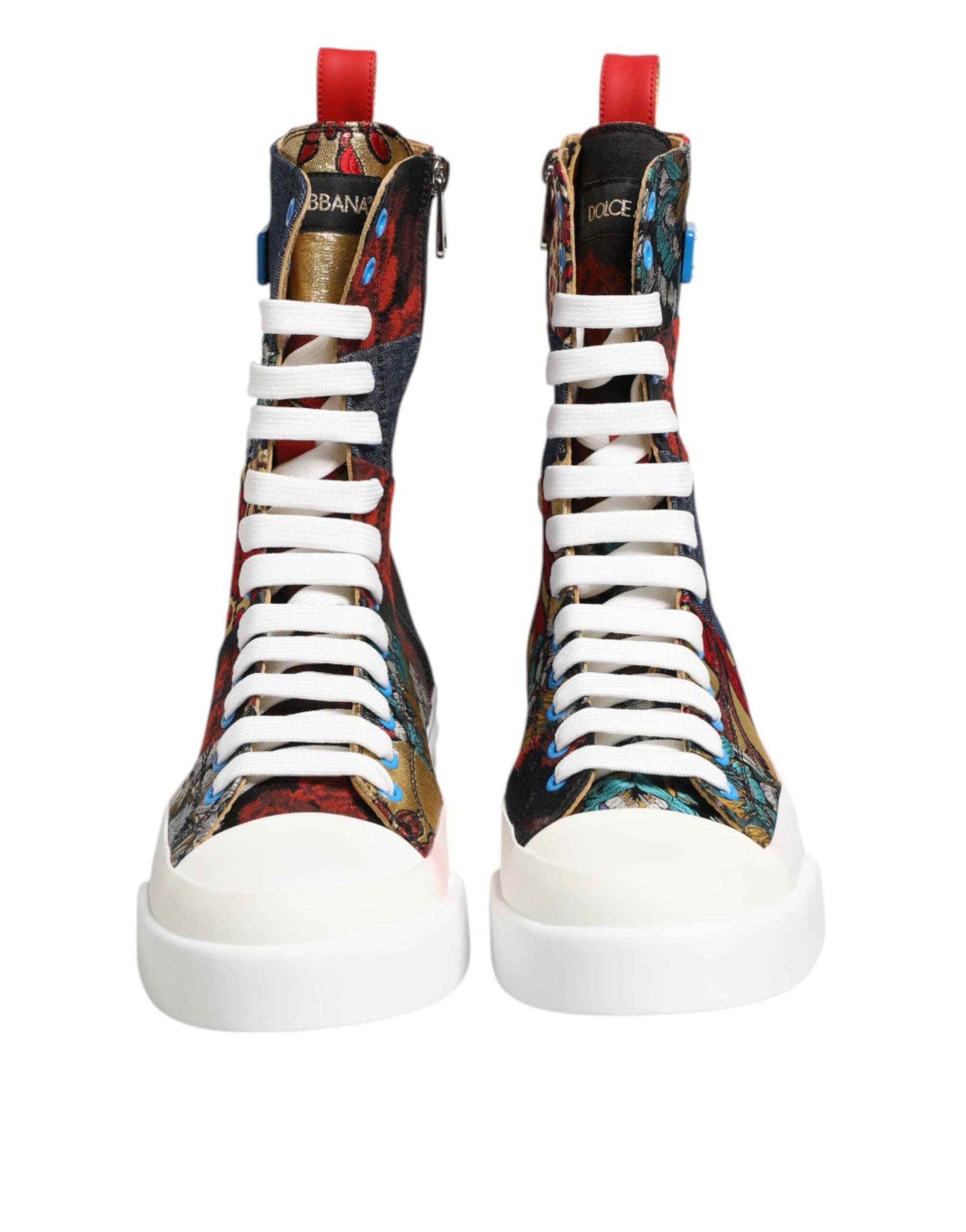 Dolce & Gabbana Multicolor Patchwork High Top Sneakers Shoes by Dolce & Gabbana