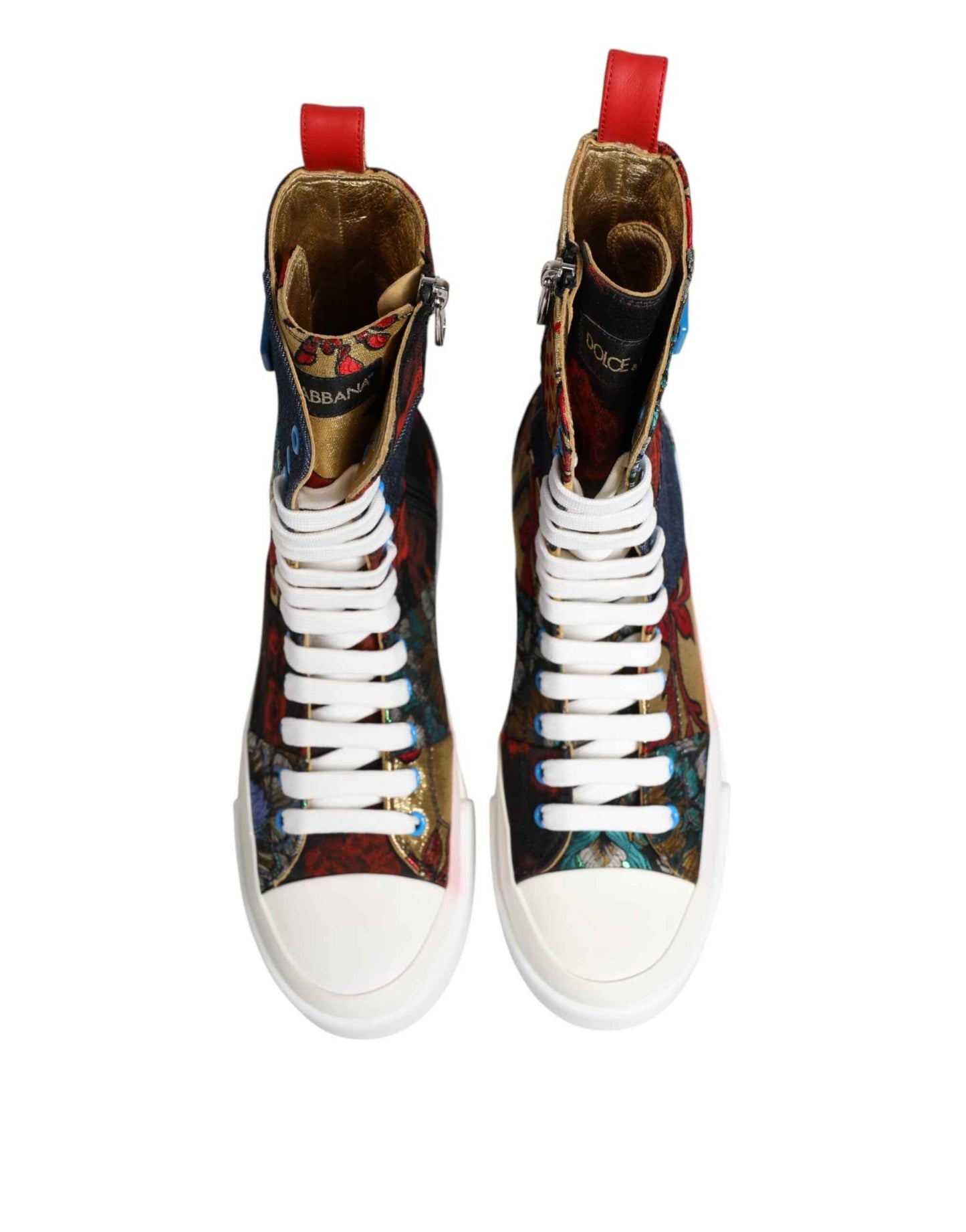 Dolce & Gabbana Multicolor Patchwork High Top Sneakers Shoes by Dolce & Gabbana