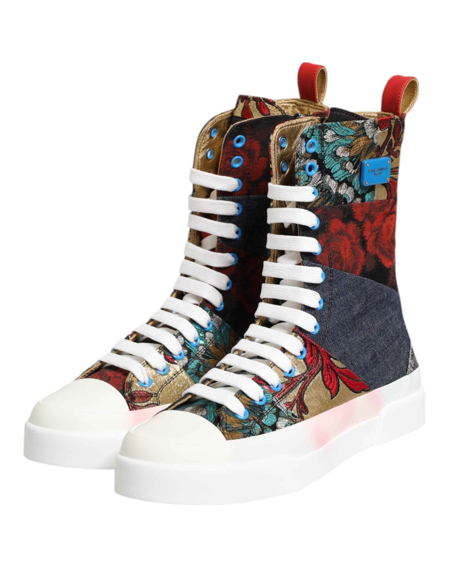 Dolce & Gabbana Multicolor Patchwork High Top Sneakers Shoes by Dolce & Gabbana