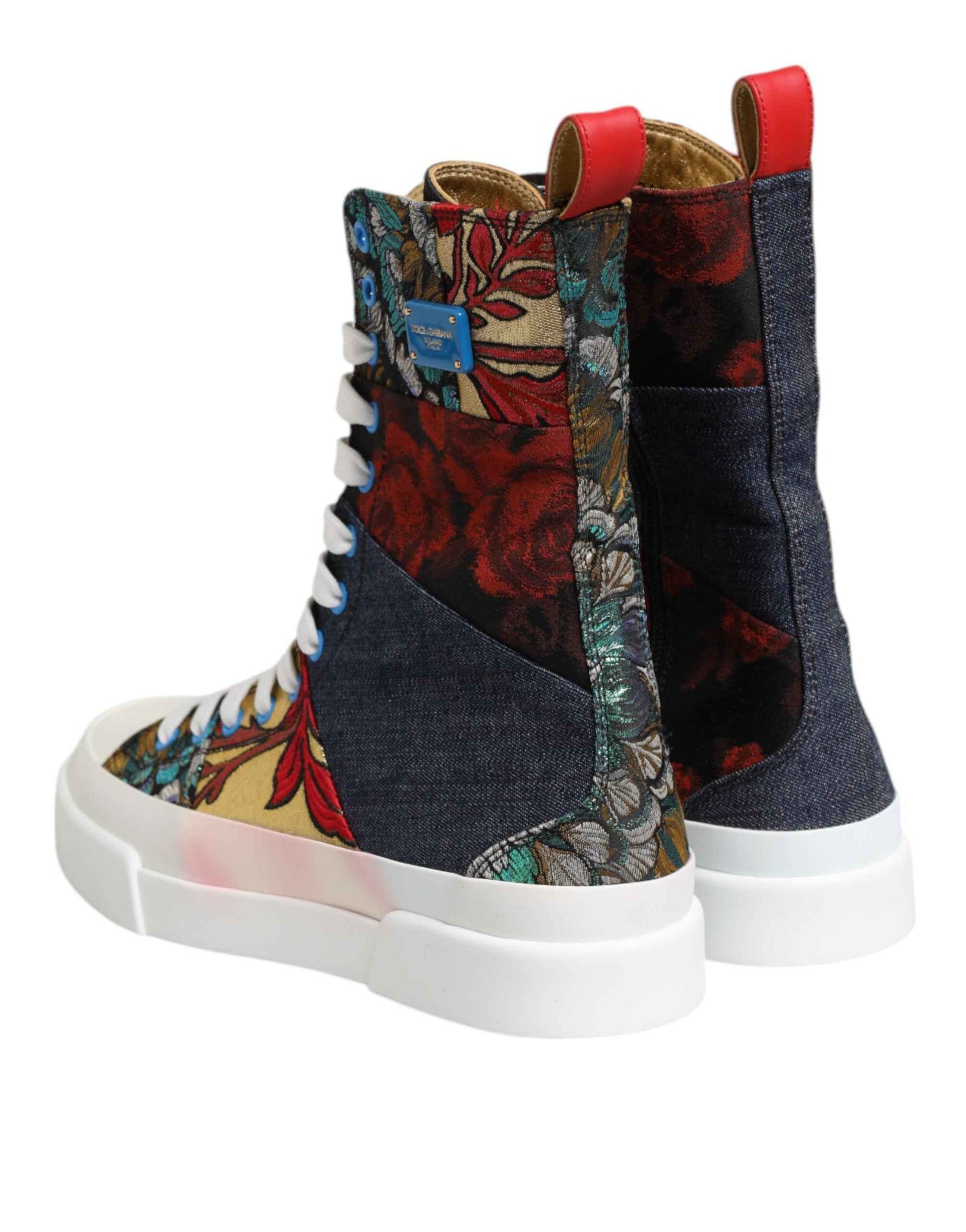 Dolce & Gabbana Multicolor Patchwork High Top Sneakers Shoes by Dolce & Gabbana