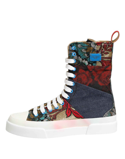 Dolce & Gabbana Multicolor Patchwork High Top Sneakers Shoes by Dolce & Gabbana