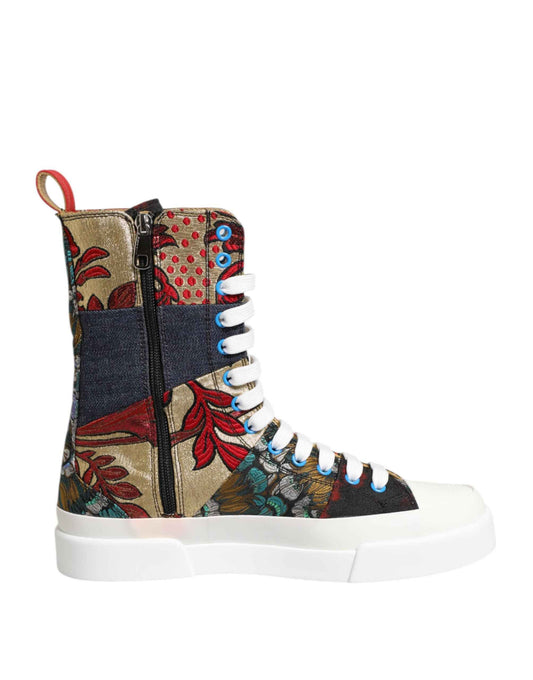 Dolce & Gabbana Multicolor Patchwork High Top Sneakers Shoes by Dolce & Gabbana