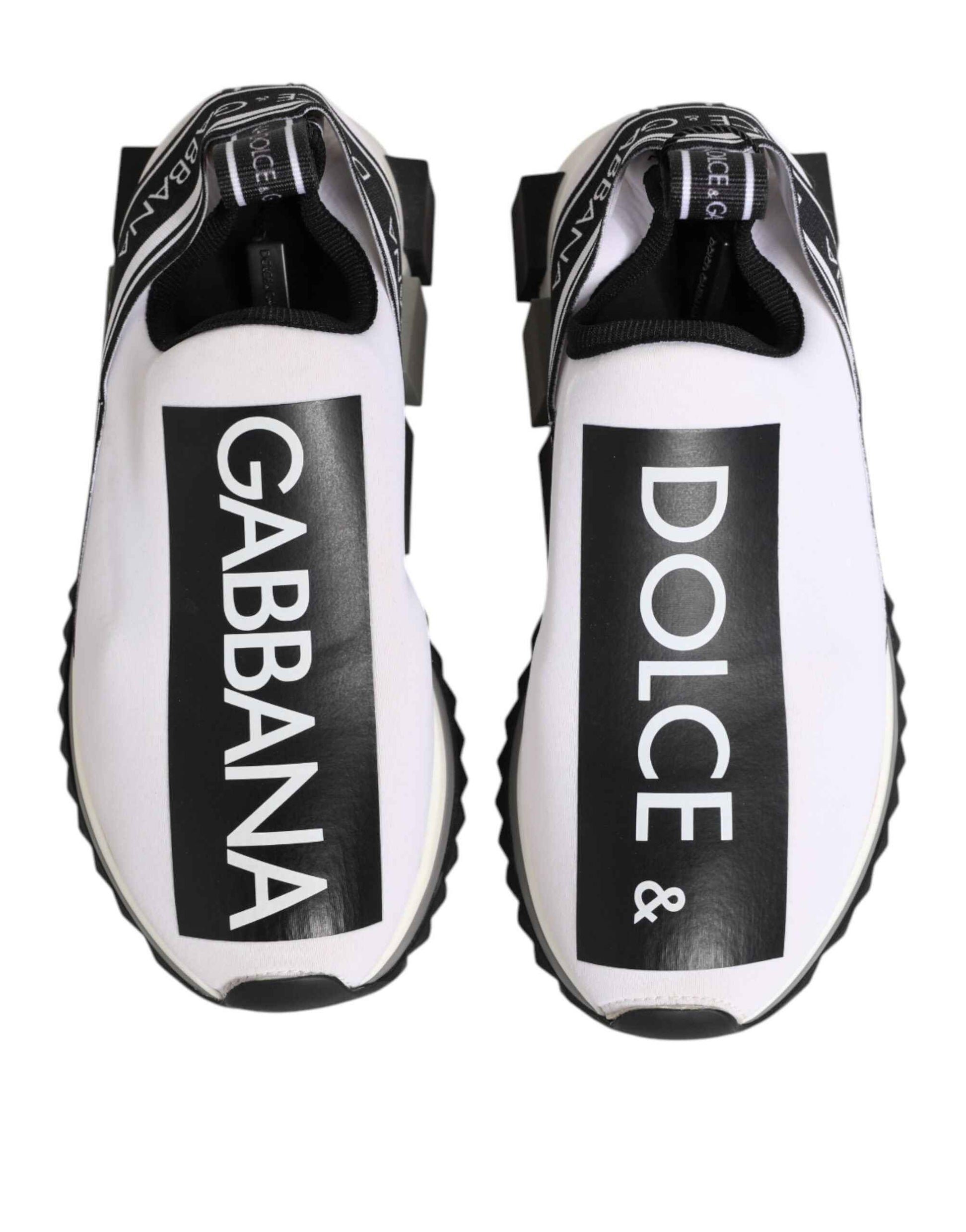 Dolce & Gabbana Black White Slip On Sorrento Sneakers Shoes by Dolce & Gabbana