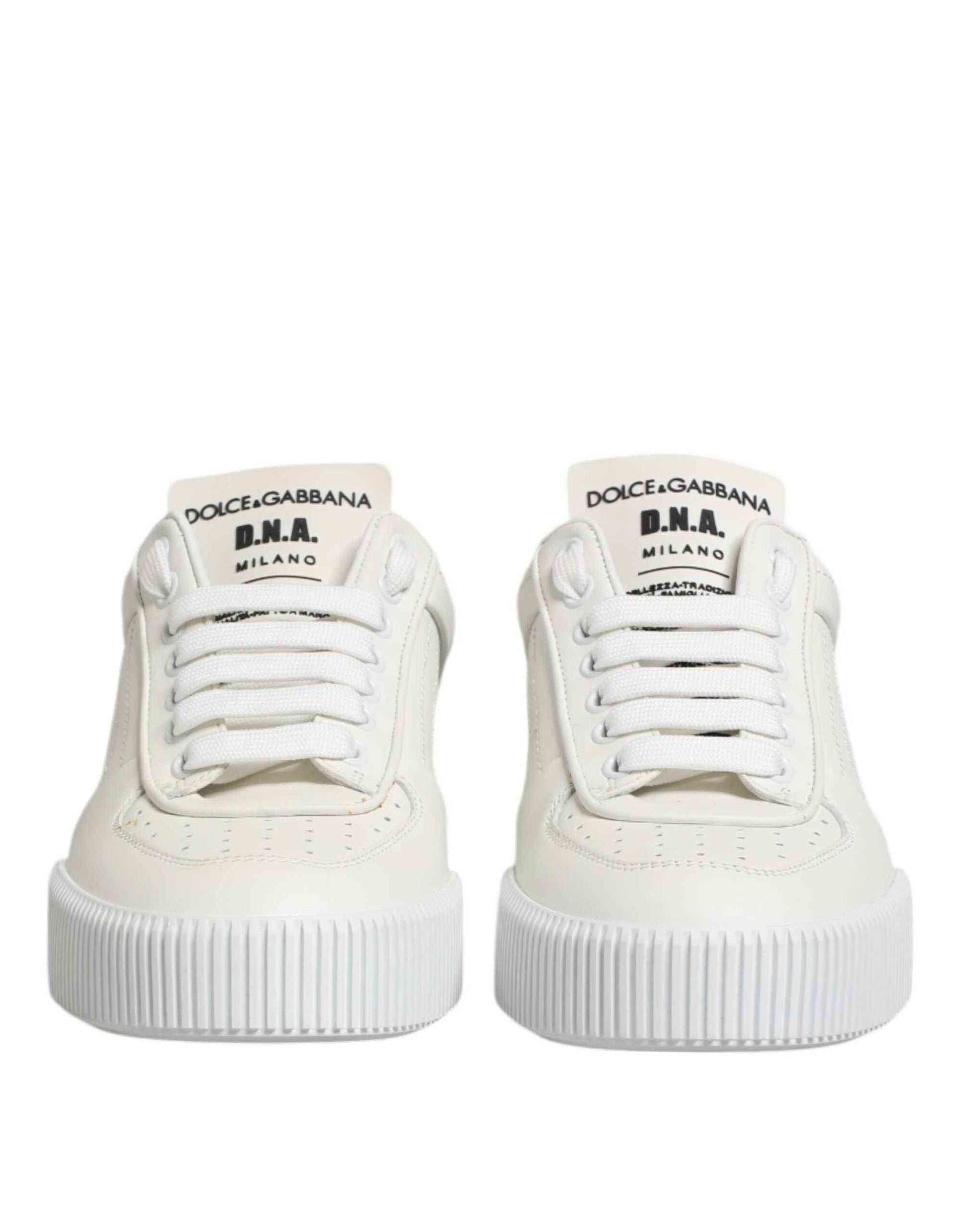Dolce & Gabbana White Miami Leather Low Top Sneakers Shoes by Dolce & Gabbana