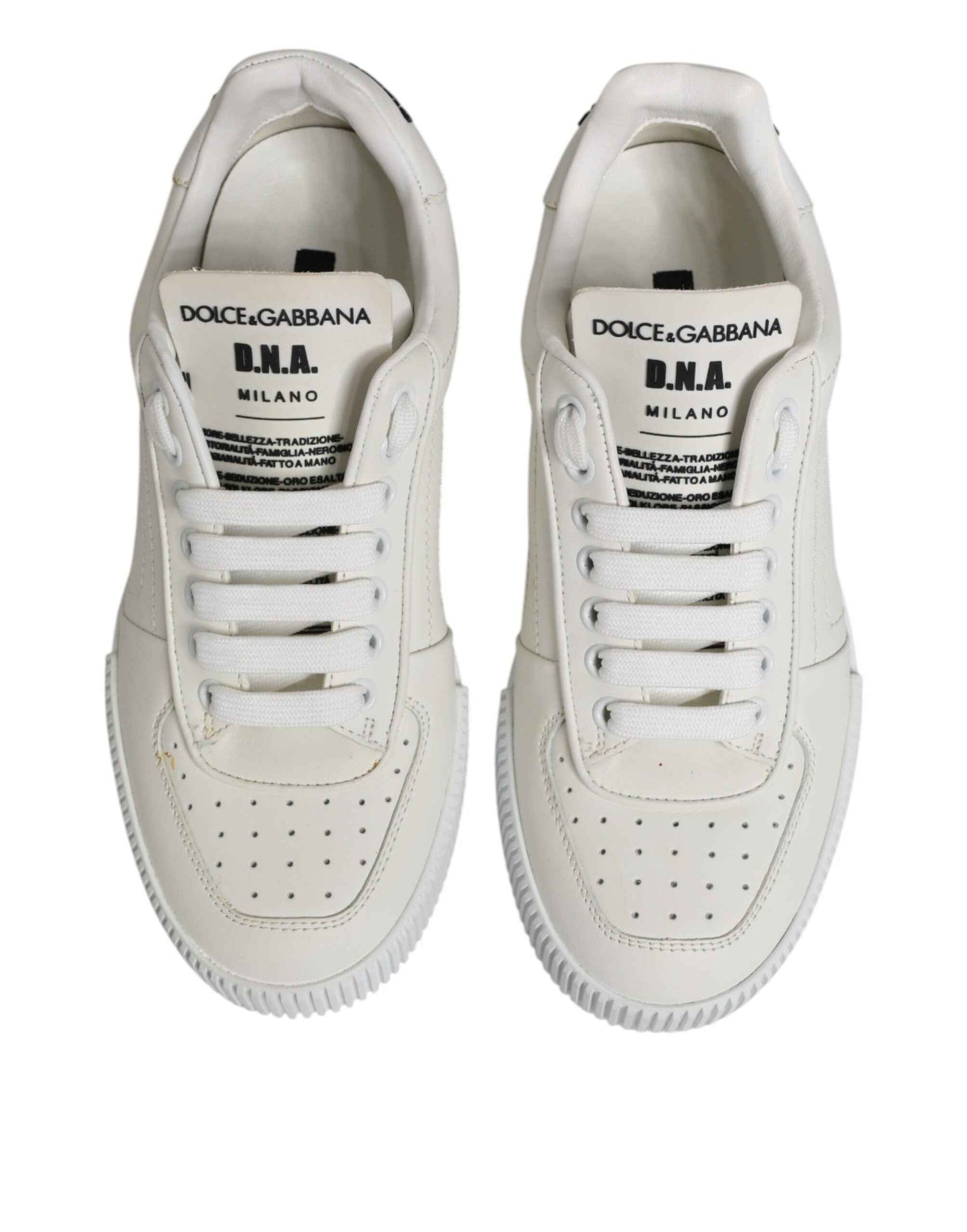 Dolce & Gabbana White Miami Leather Low Top Sneakers Shoes by Dolce & Gabbana