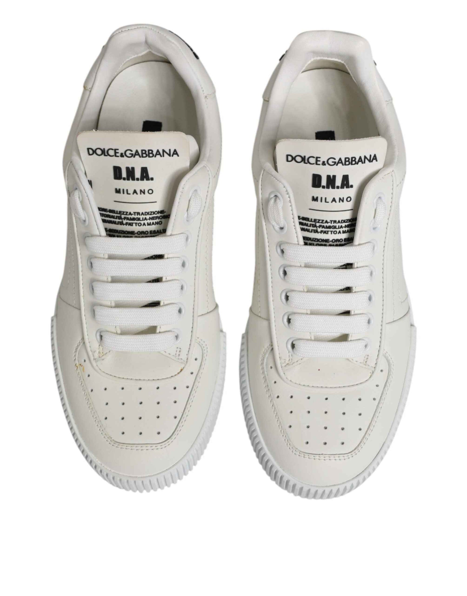 Dolce & Gabbana White Miami Leather Low Top Sneakers Shoes by Dolce & Gabbana