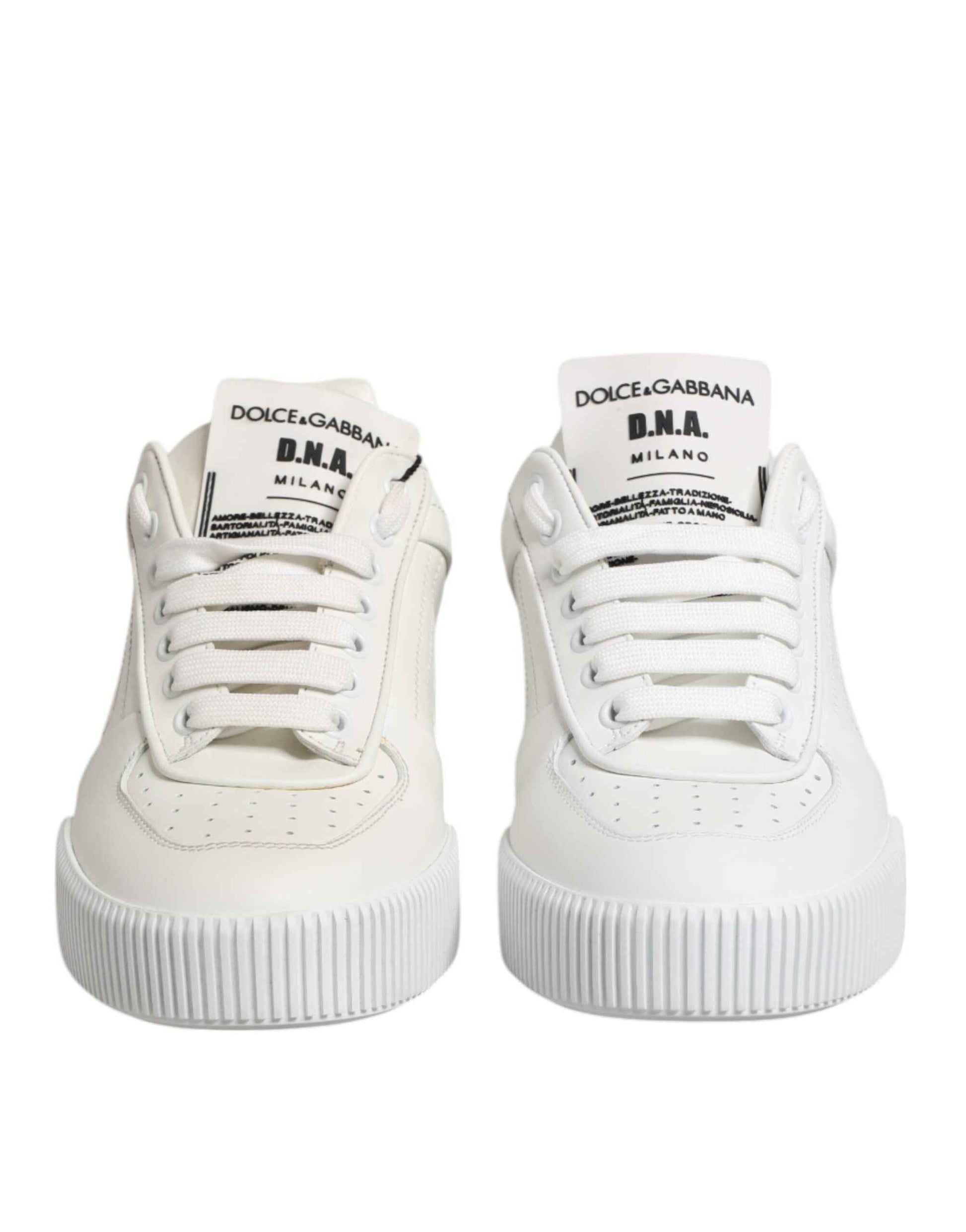 Dolce & Gabbana White Miami Leather Low Top Sneakers Shoes by Dolce & Gabbana