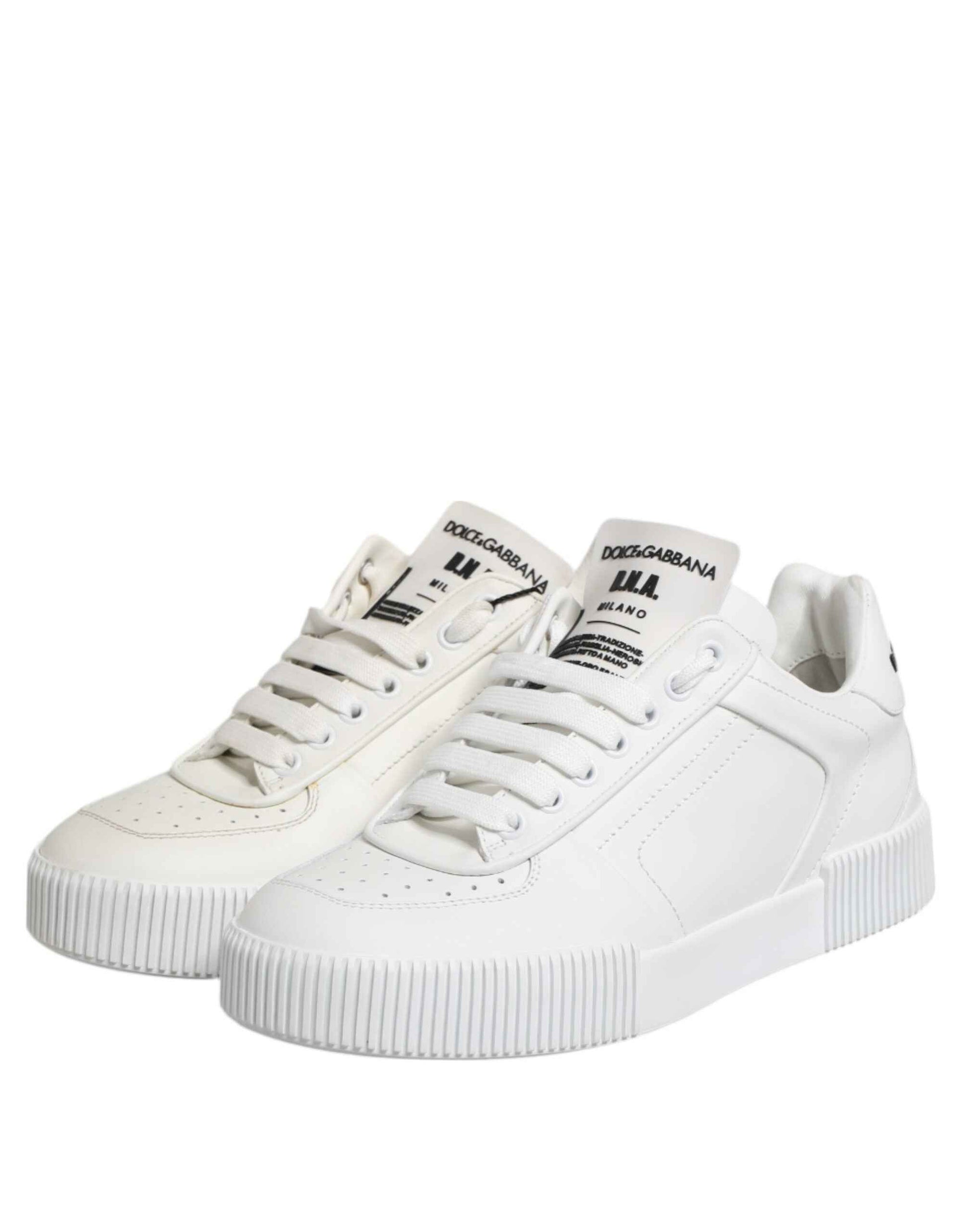 Dolce & Gabbana White Miami Leather Low Top Sneakers Shoes by Dolce & Gabbana