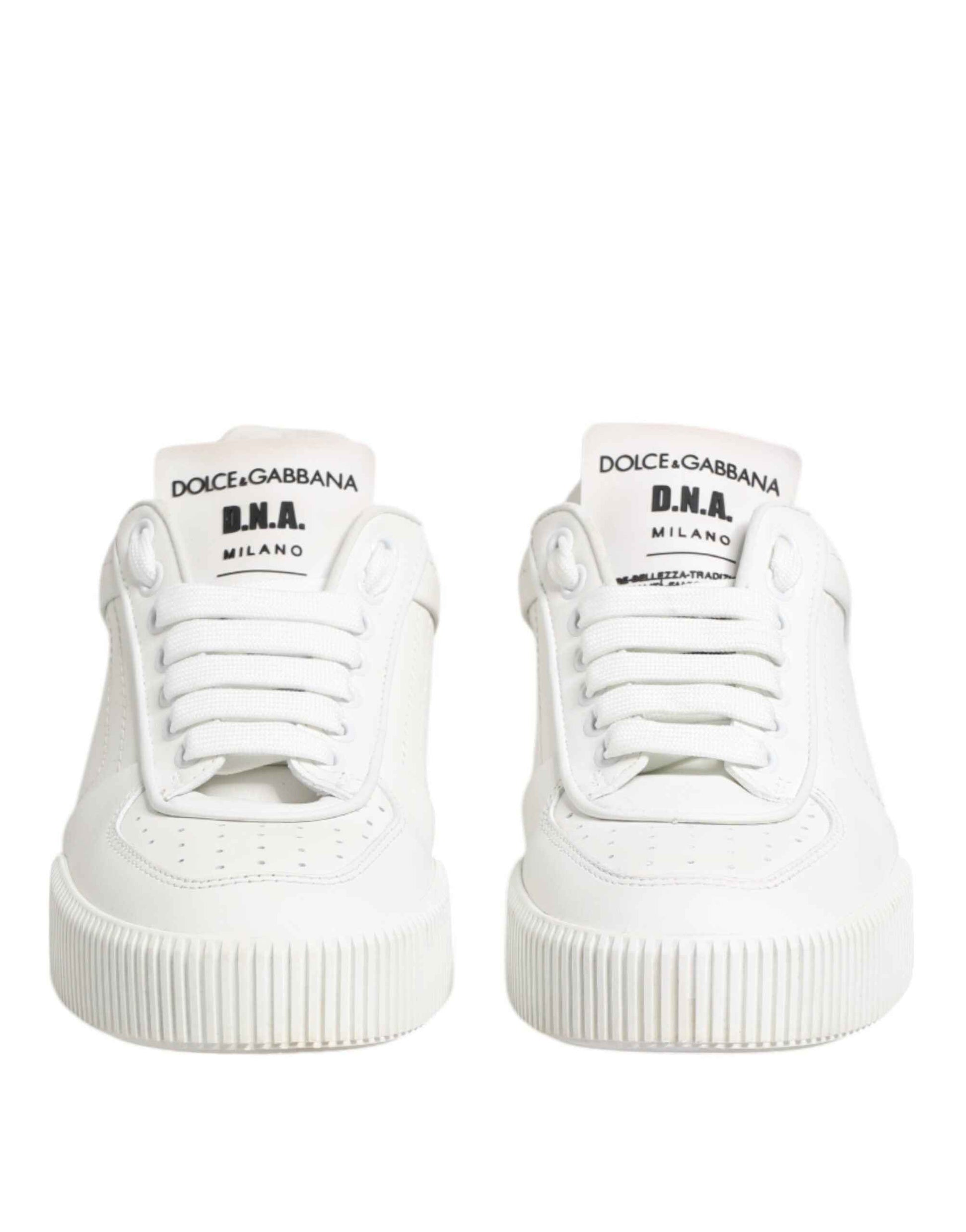 Dolce & Gabbana White Miami Leather Low Top Sneakers Shoes by Dolce & Gabbana