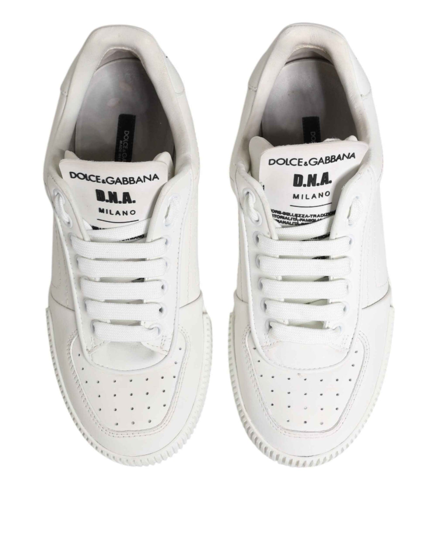 Dolce & Gabbana White Miami Leather Low Top Sneakers Shoes by Dolce & Gabbana