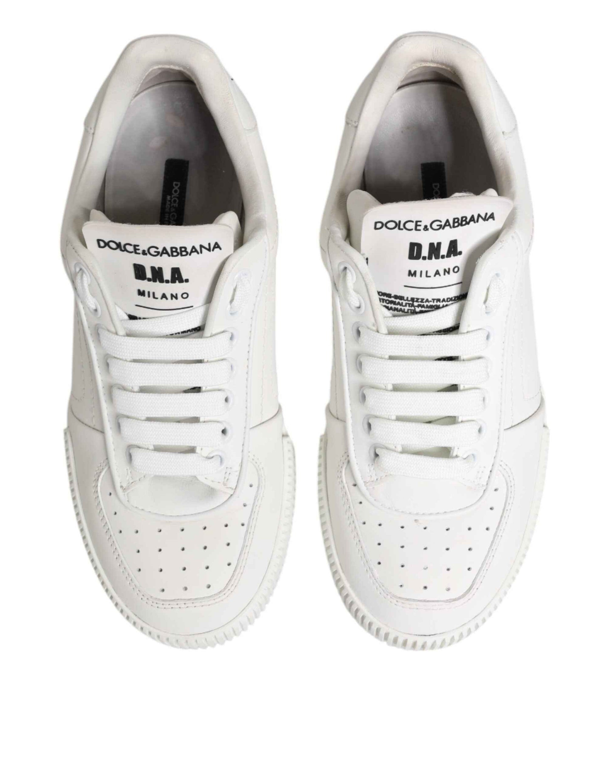 Dolce & Gabbana White Miami Leather Low Top Sneakers Shoes by Dolce & Gabbana