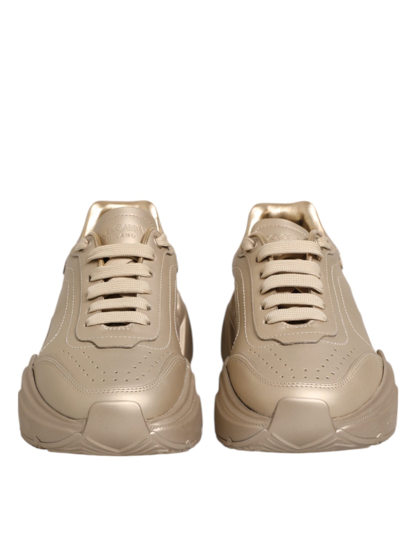 Dolce &amp; Gabbana Gold Leather Daymaster Women Sneaker Shoes