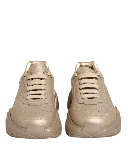 Dolce &amp; Gabbana Gold Leather Daymaster Women Sneaker Shoes