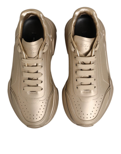Dolce &amp; Gabbana Gold Leather Daymaster Women Sneaker Shoes