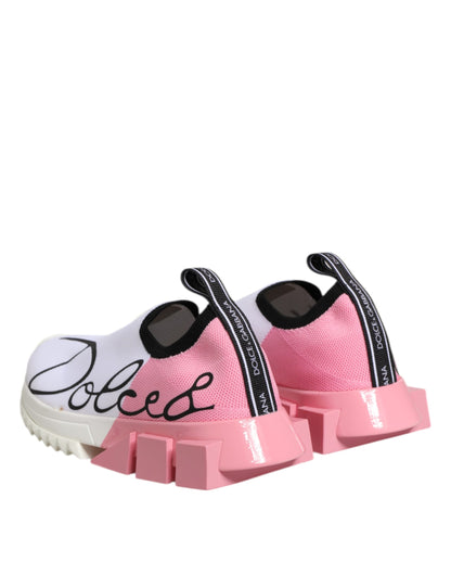 Dolce & Gabbana White Pink Low Top Sorrento Sneakers Shoes - from Dolce & Gabbana