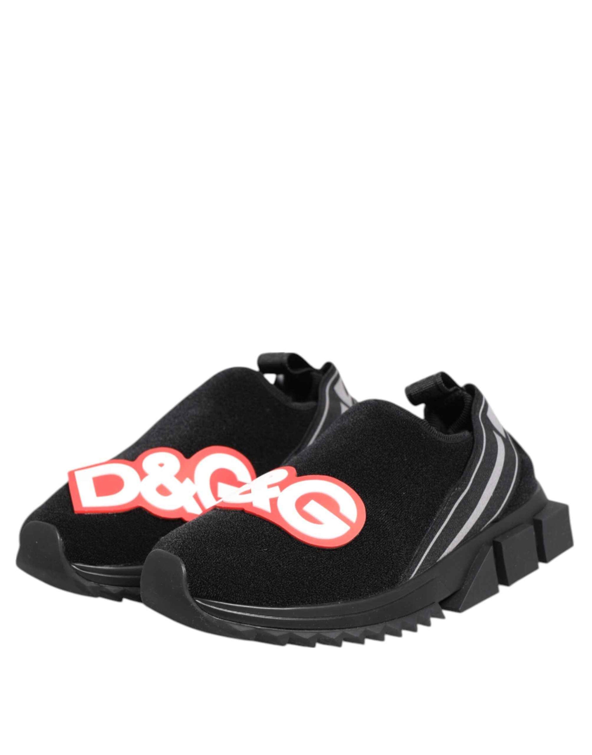 Dolce & Gabbana Black Grey Slip On Sorrento Sneakers Shoes by Dolce & Gabbana
