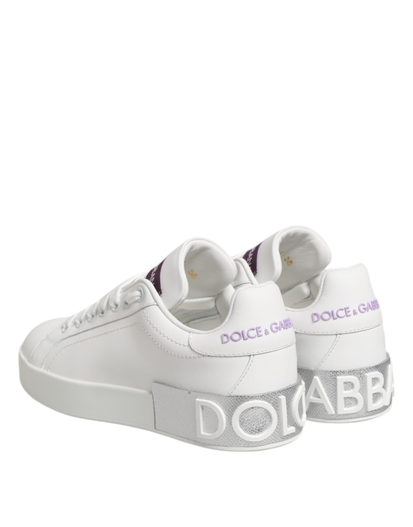 Dolce & Gabbana White Purple Leather Low Top Sneakers Shoes - from Dolce & Gabbana