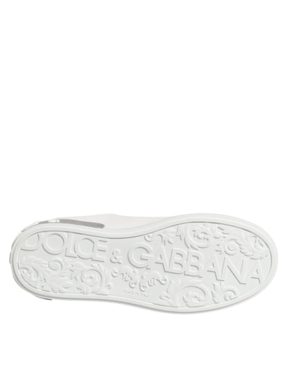 Dolce & Gabbana White Purple Leather Low Top Sneakers Shoes - from Dolce & Gabbana