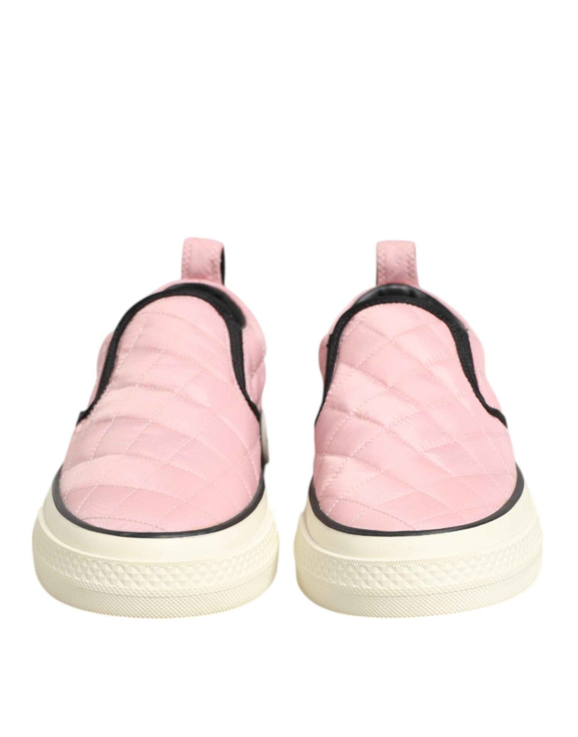 Dolce & Gabbana Pink Quilted Nylon Slip-On Sneaker Shoes by Dolce & Gabbana