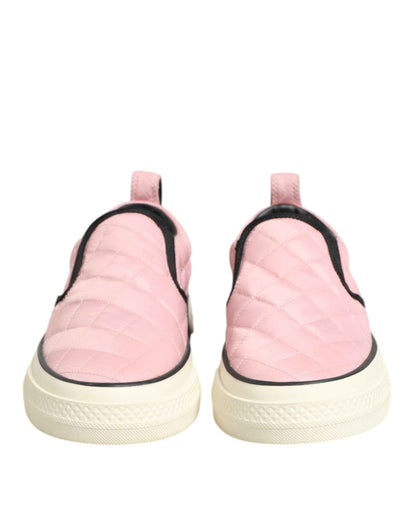 Dolce & Gabbana Pink Quilted Nylon Slip-On Sneaker Shoes by Dolce & Gabbana