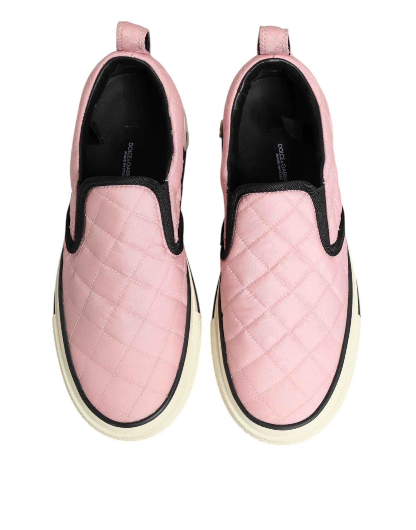 Dolce & Gabbana Pink Quilted Nylon Slip-On Sneaker Shoes by Dolce & Gabbana