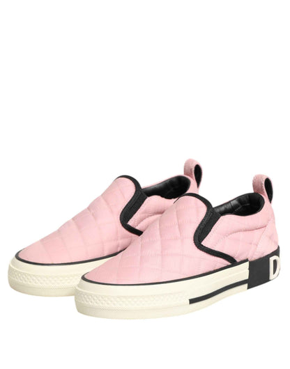 Dolce & Gabbana Pink Quilted Nylon Slip-On Sneaker Shoes by Dolce & Gabbana