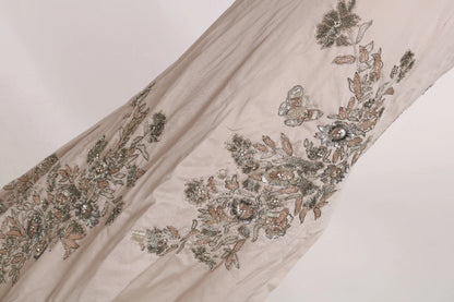 Dolce &amp; Gabbana Beige Sequined Flower Flare Ball Gown Dress