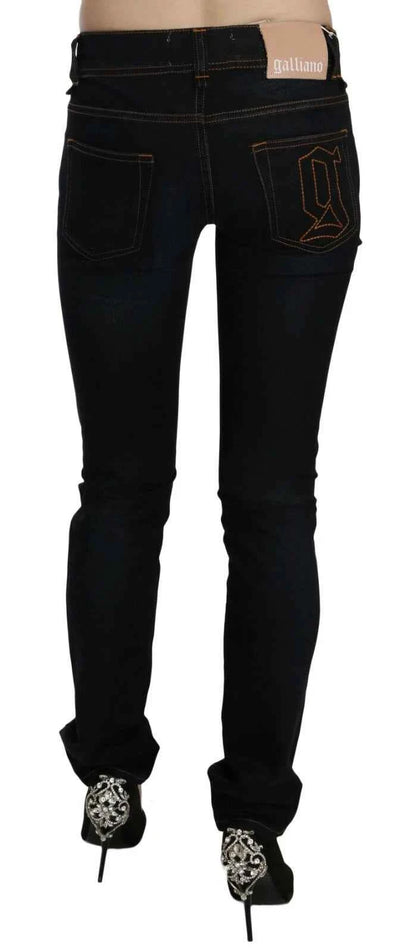 John Galliano Dark Blue Mid Waist Slim Fit Denim Casual Pants Jeans by John Galliano