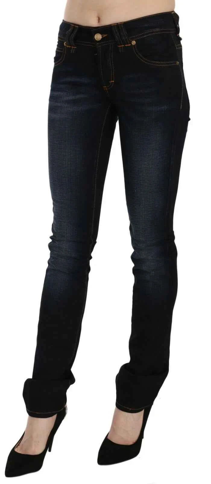 John Galliano Dark Blue Mid Waist Slim Fit Denim Casual Pants Jeans by John Galliano