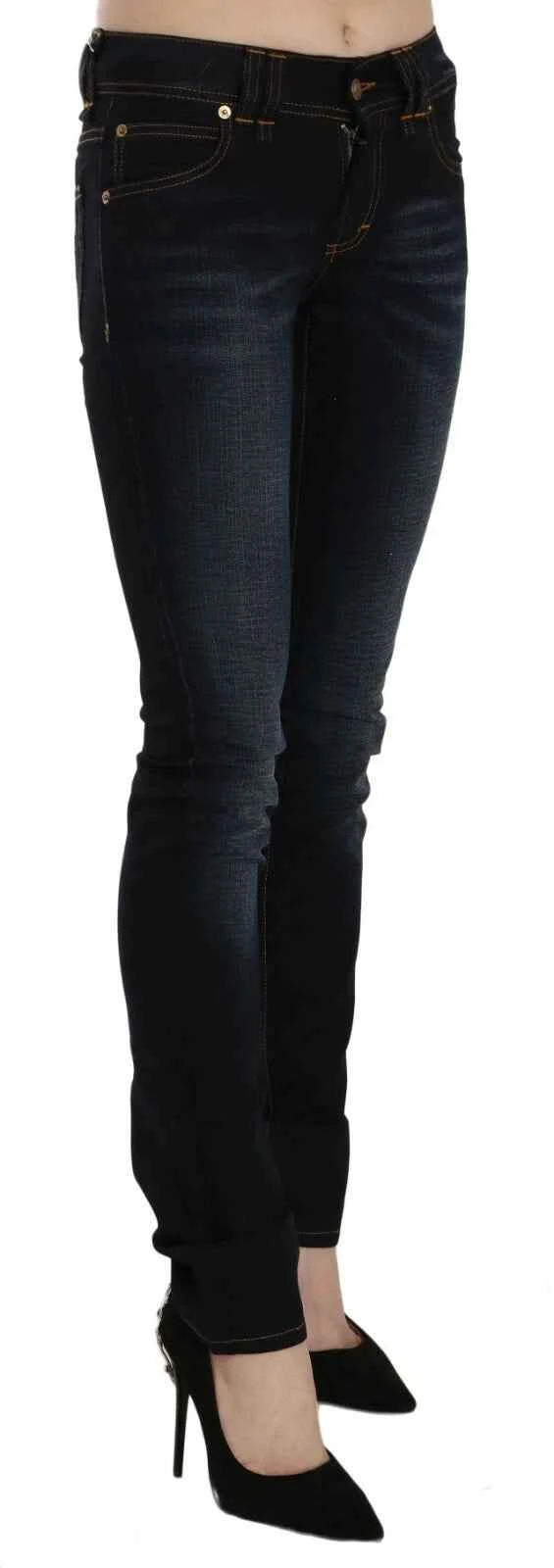 John Galliano Dark Blue Mid Waist Slim Fit Denim Casual Pants Jeans by John Galliano